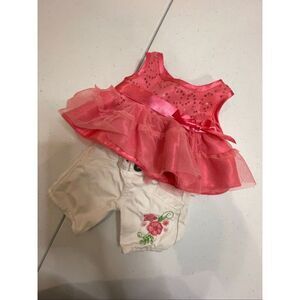 Build A Bear BAB pink sleeveless top and white shorts set
